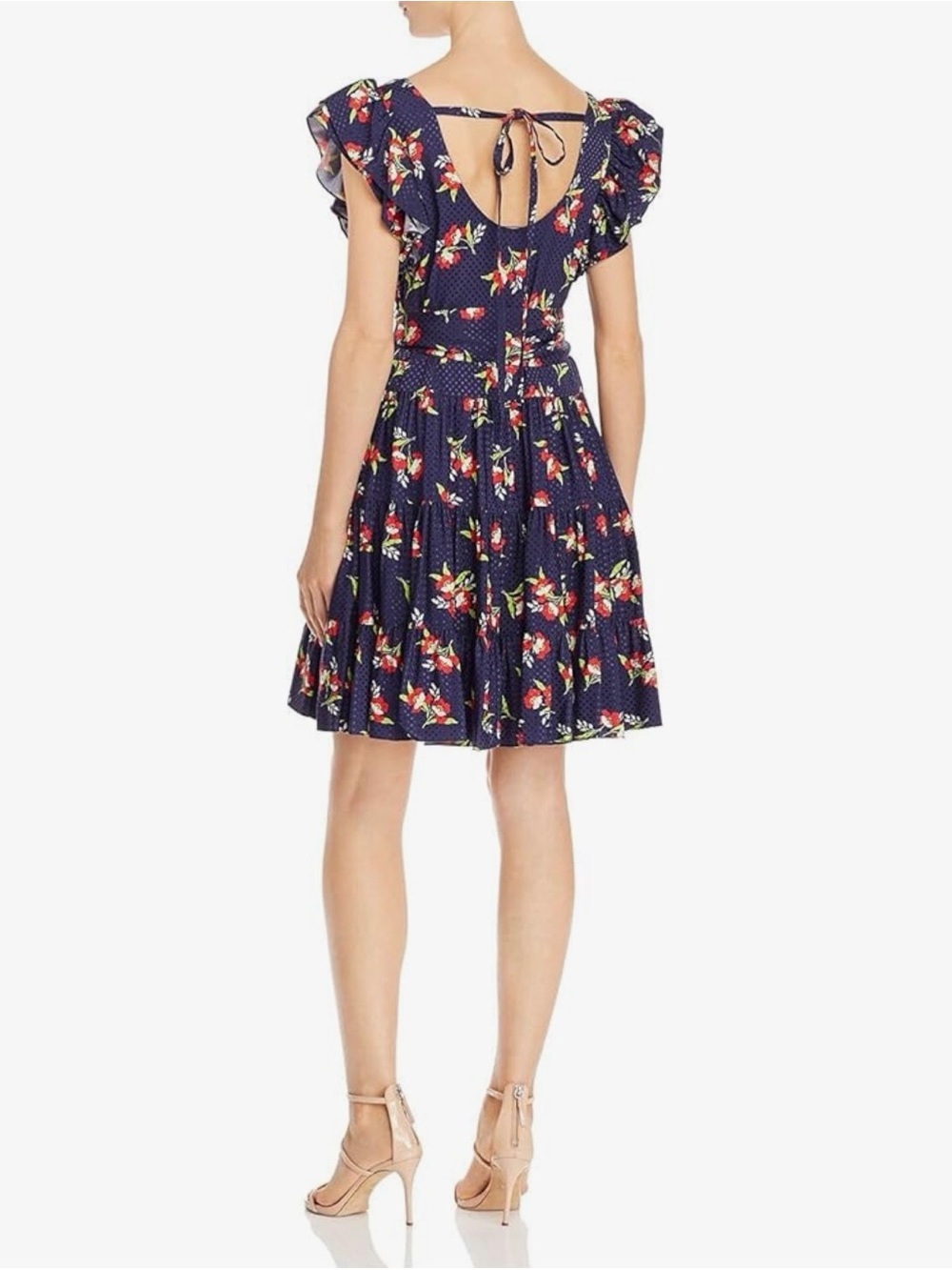 Jill Jill Stuart Midnight Floral Jacquard Flutter Sleeve Dress S - Picture 2 of 9